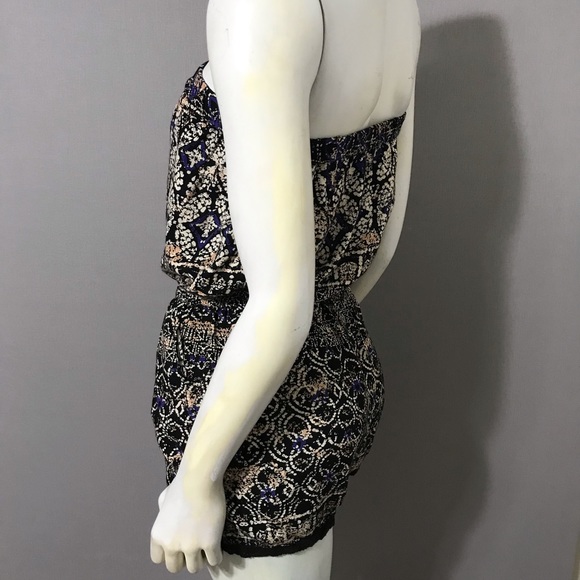 Angie Black | Tan | Purple Strapless Romper Sz-Small - Picture 6 of 11